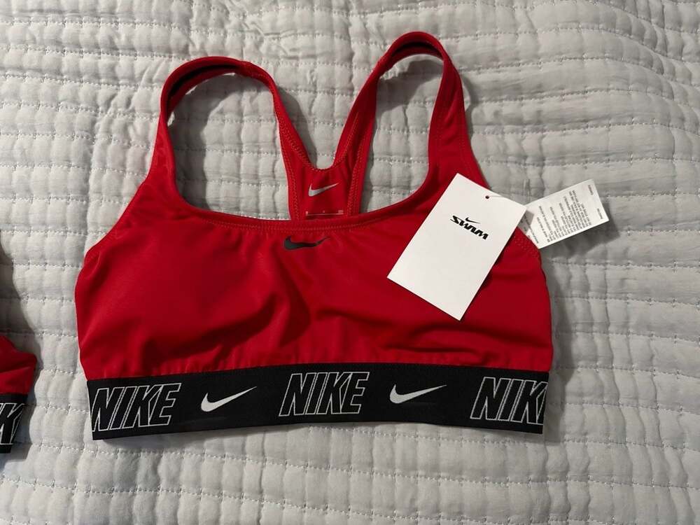 Nike Swim Women's Logo Tape Racerback Bikini Top Red